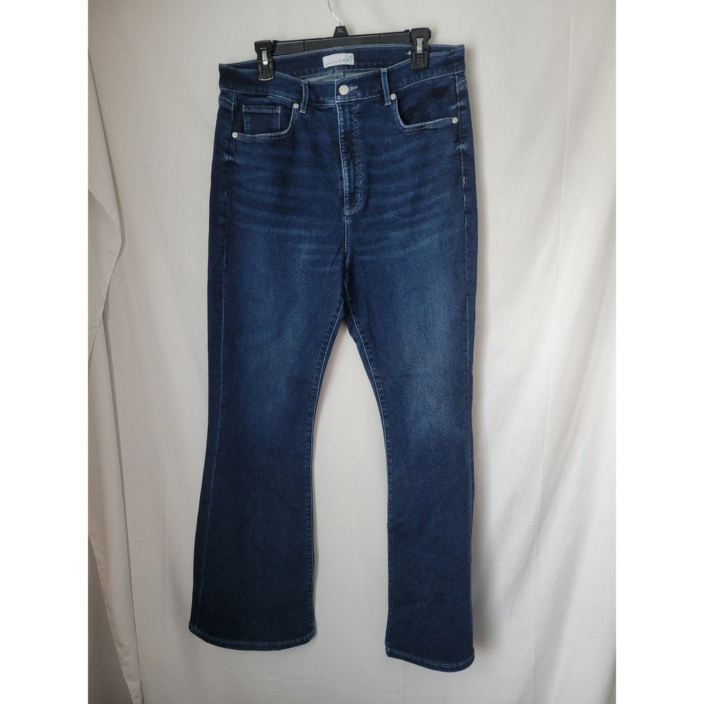 LOFT Women's The Slim Flare Jeans Dark‎ Wash Denim Size 14 Waist 32